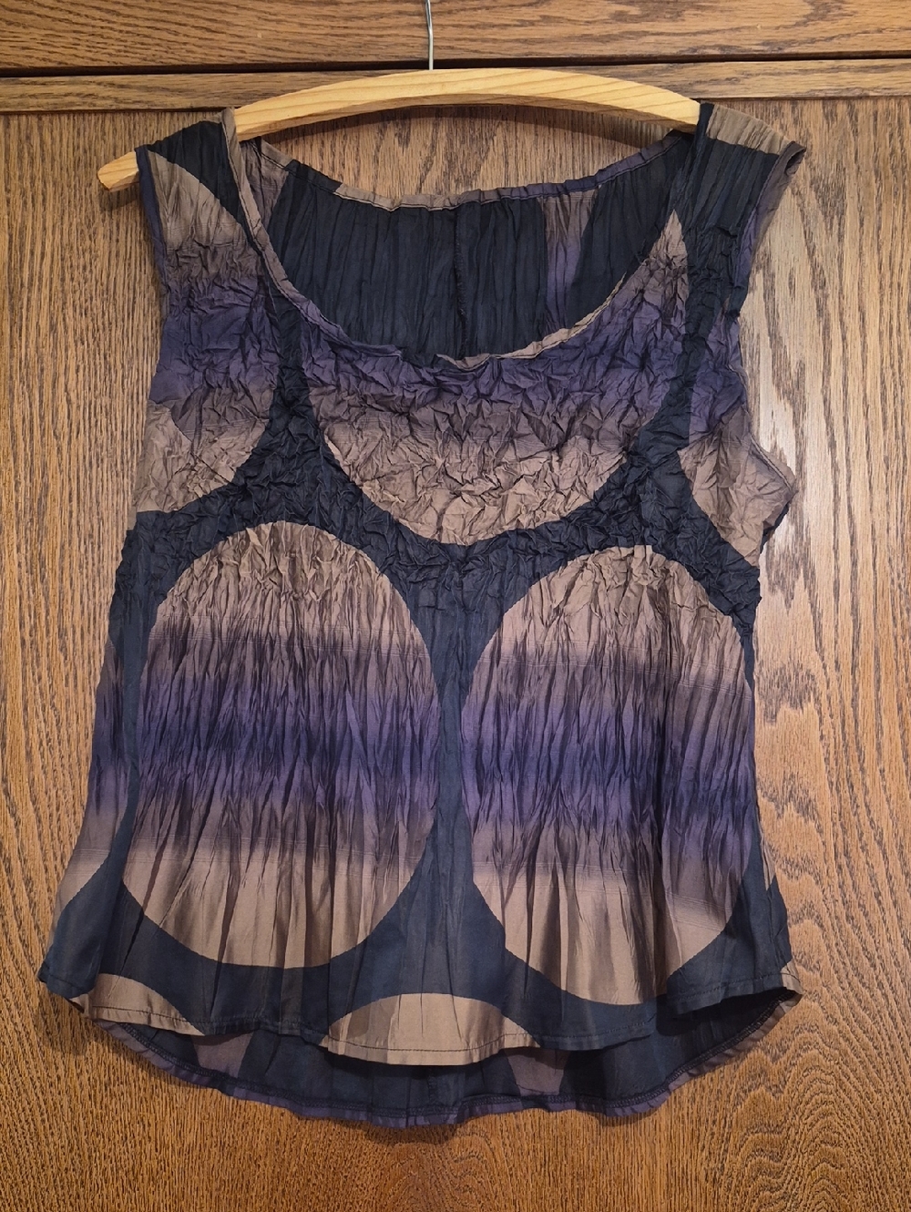 Babette Black and Purple Sleeveless Crinkle Tank Top
